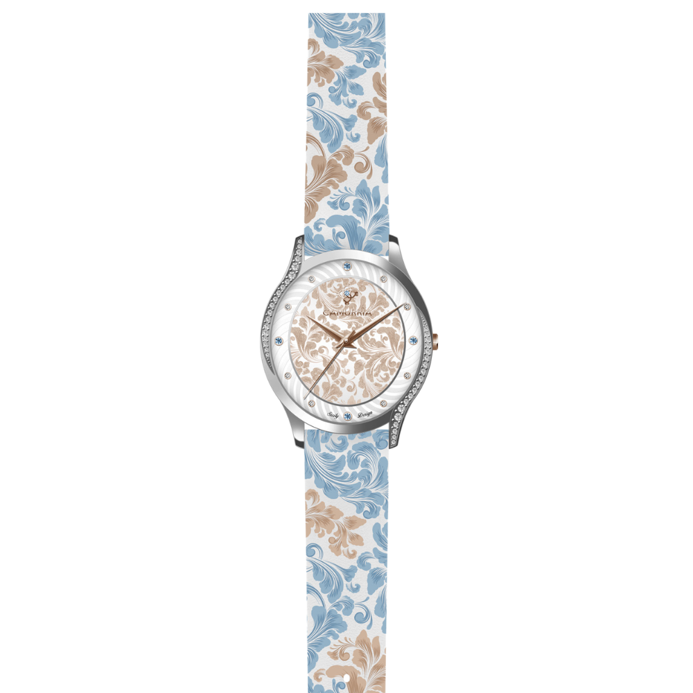 Orologio Camurrìa Flora Strass 30 Mm Acciaio Stampa Fiori