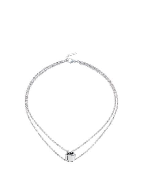 Collana Montblanc Profile Doppio Filo in Argento Centrale Pendente Wish