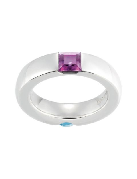 Anello Montblanc Boheme Reverso in Argento Doppio Cristallo Topazio Ametista - Misura 54