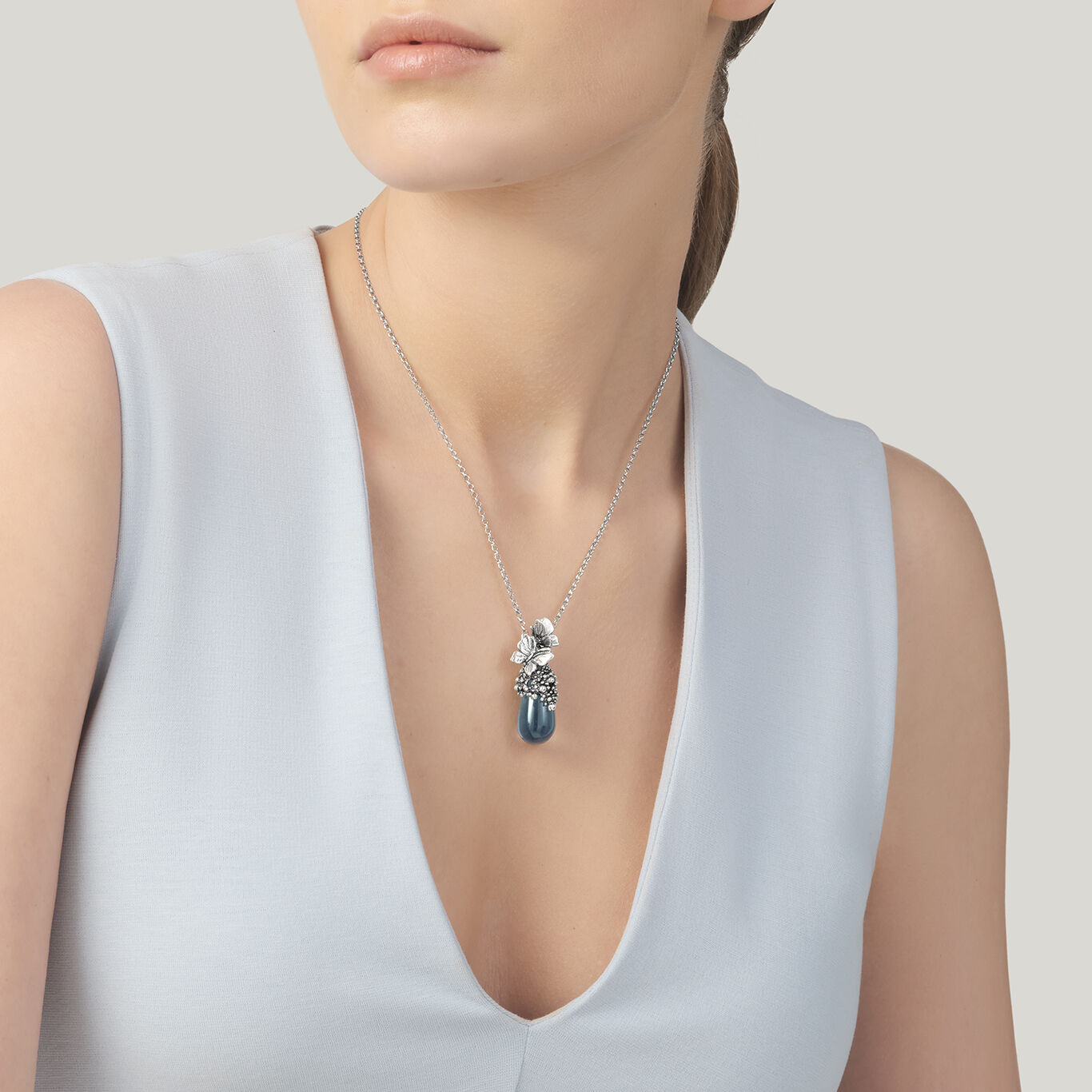 Collana Giovanni Raspini Pendente Goccia Farfalle