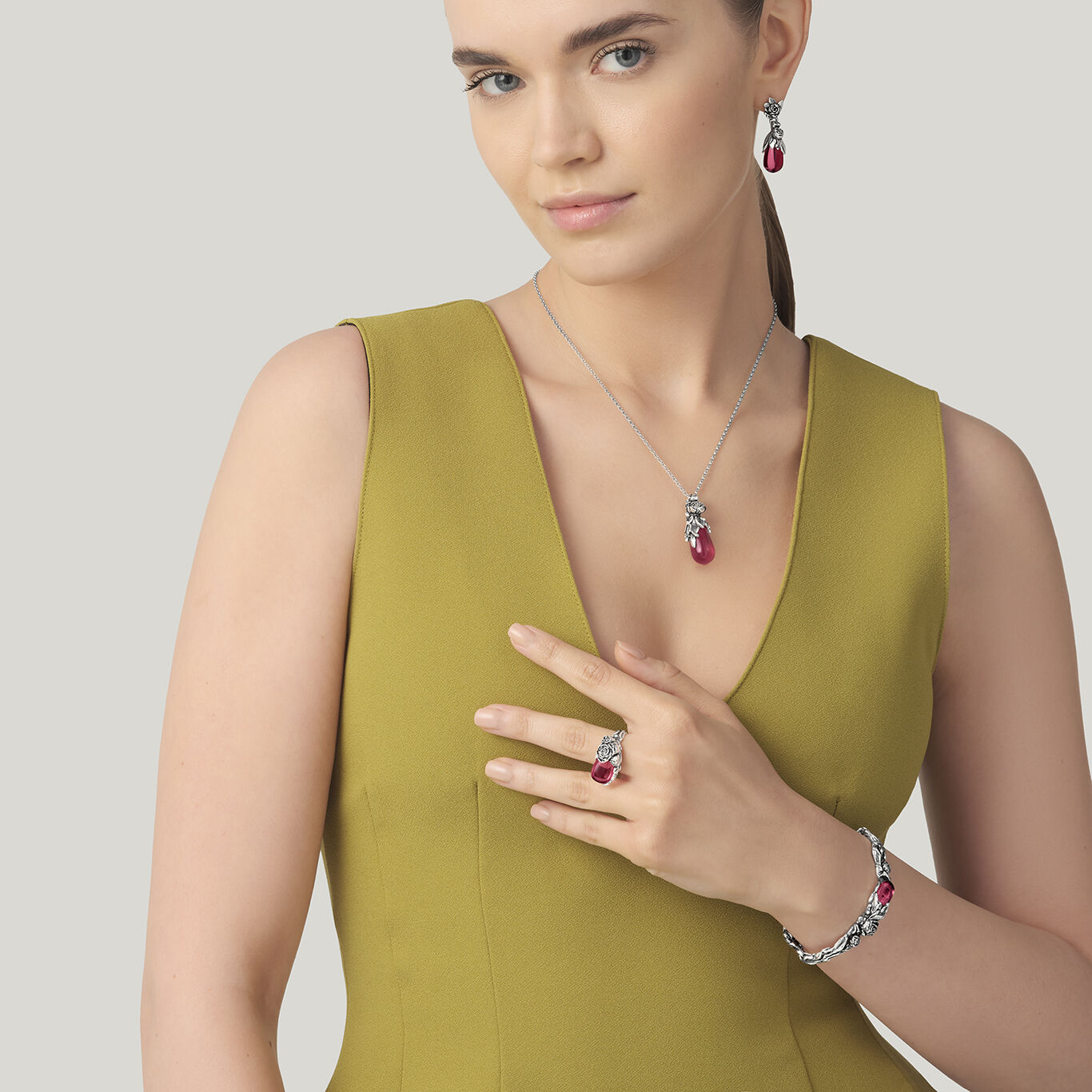 Collana Giovanni Raspini Pendente Goccia Peonie