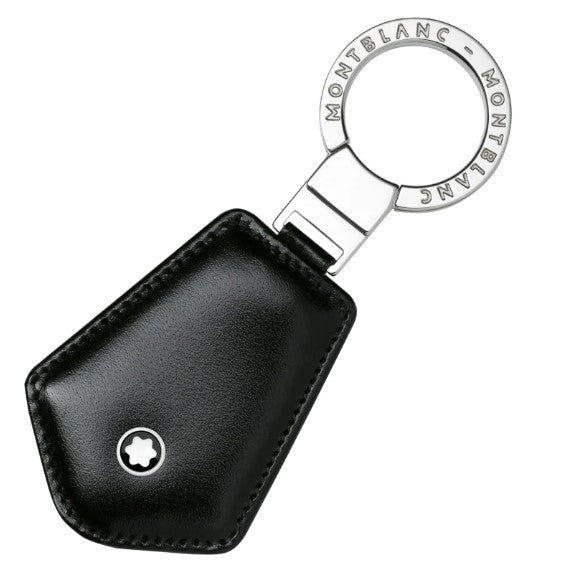 Portachiavi Montblanc Meisterstuck Ad Anello In Acciaio E Pelle Nera