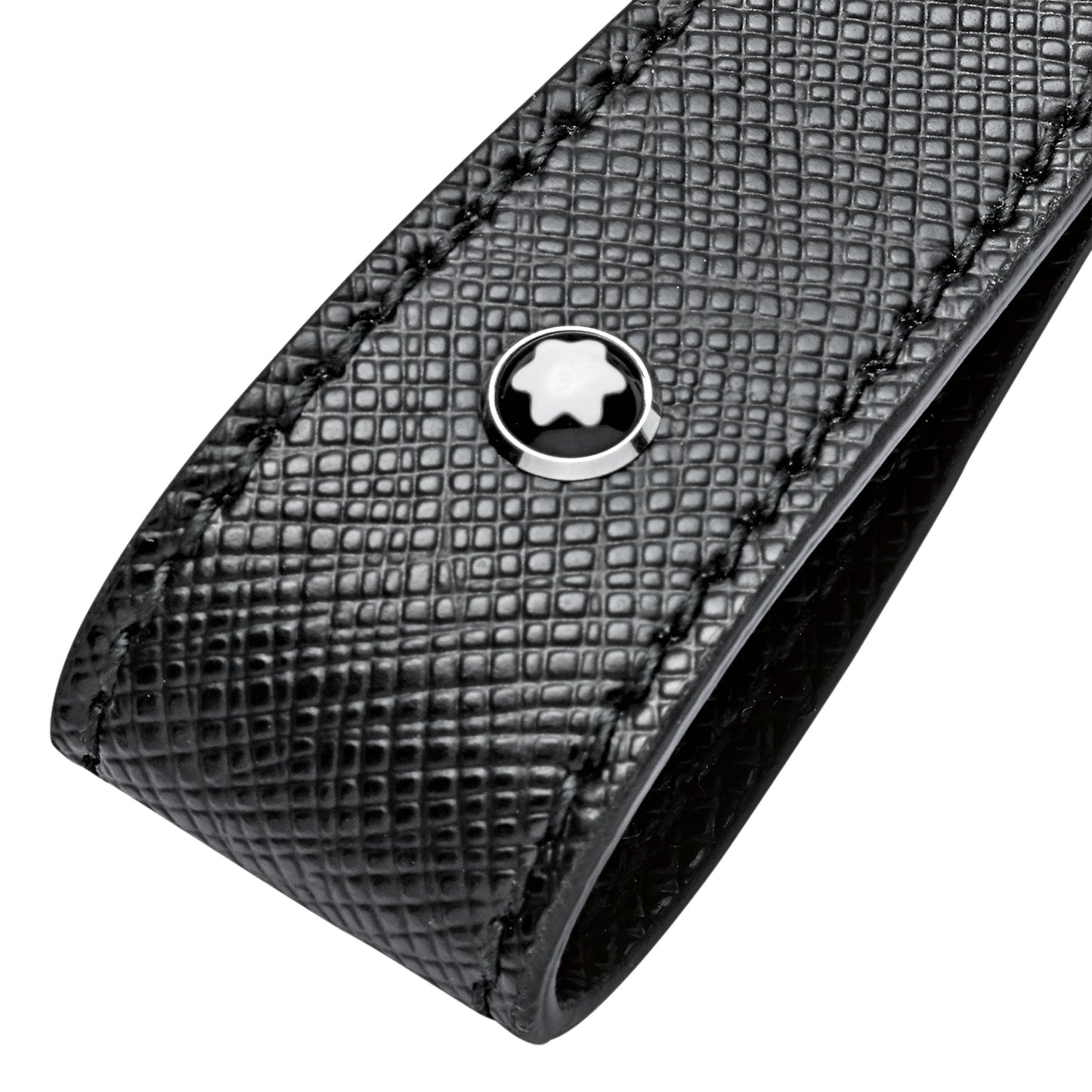 Portachiavi Montblanc Sartorial In Acciaio e Pelle Nera
