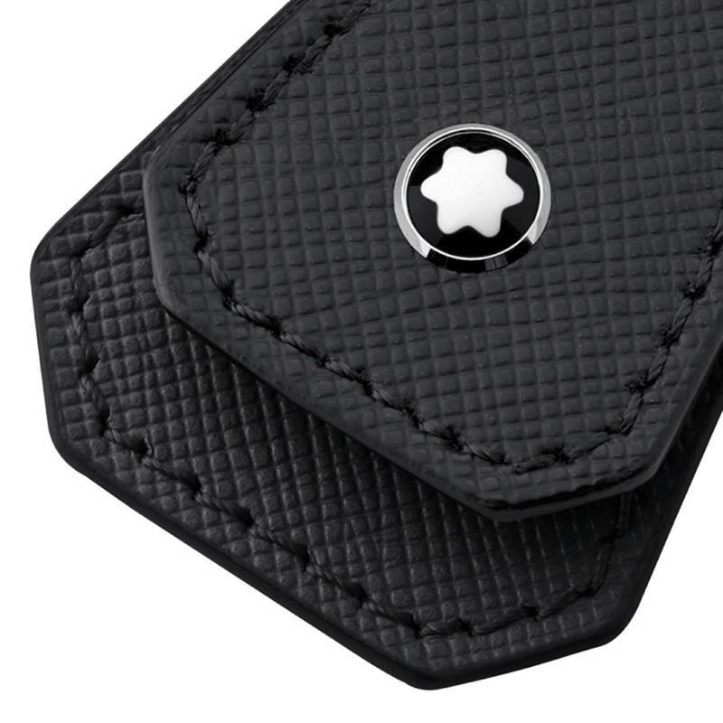 Portachiavi Montblanc Sartorial In Acciaio e Pelle Nera