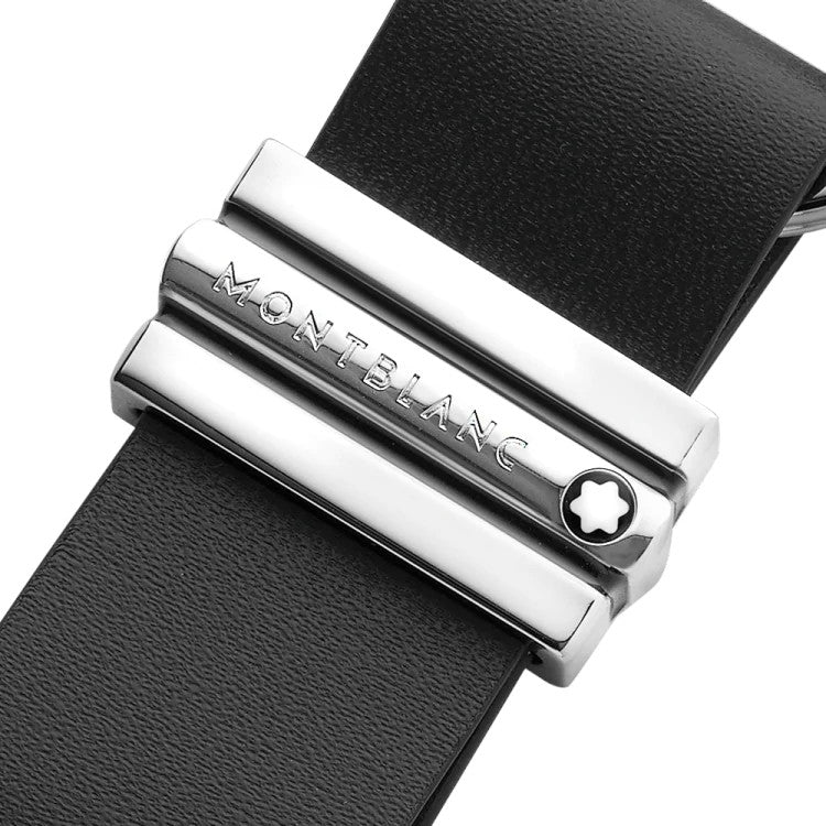 Portachiavi Montblanc Meisterstuck 2 Anelli Acciaio e Pelle Nera