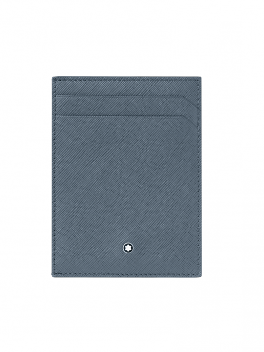 Portacarte Di Credito Montblanc Sartorial 4 Scomparti Pelle Blu Denim