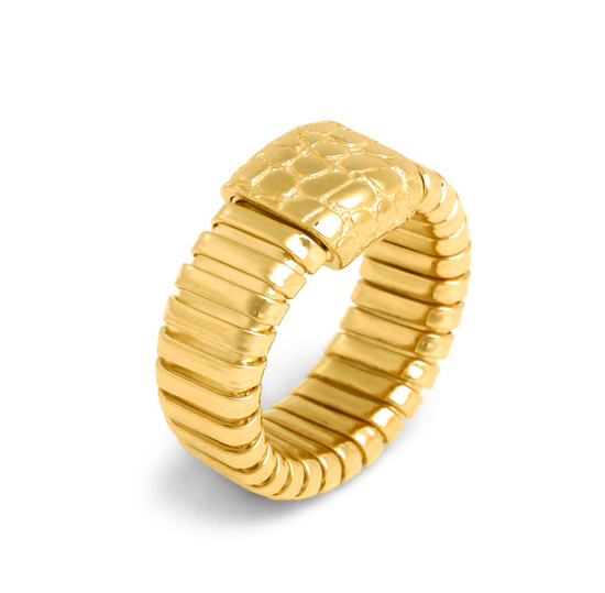Anello Giovanni Raspini Croco Argento Dorato Golden Tubogas Croco Argento 925 placcato oro 18 kt - Misura 14