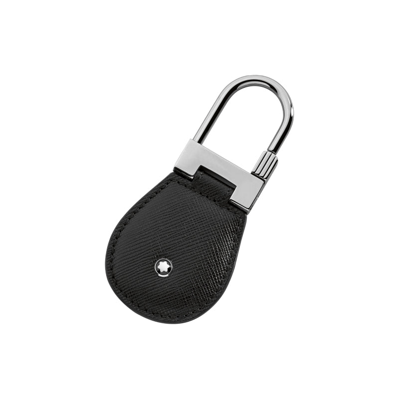 Portachiavi Montblanc Sartorial In Pelle Nera E Acciaio