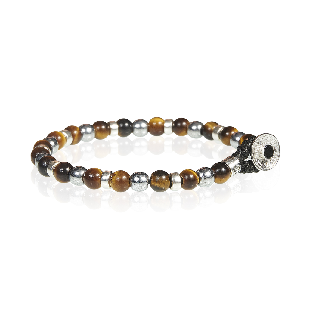 Bracciale Gerba Lab Sfere Occhio Di Tigre Ed Ematite Elementi e Chiusura Argento