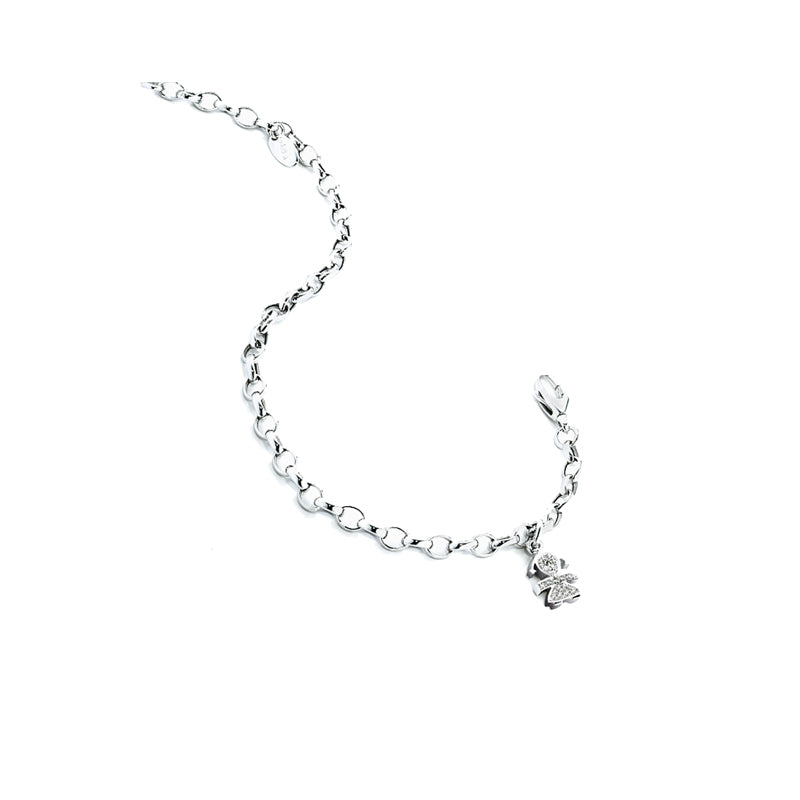 Bracciale Lebebé I Classici Oro Bianco 18 Kt Charm Bimba Pavè Diamanti