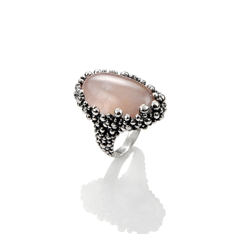 Anello Giovanni Raspini Perlage & Intrecci Quarzo Rosa - Misura 18