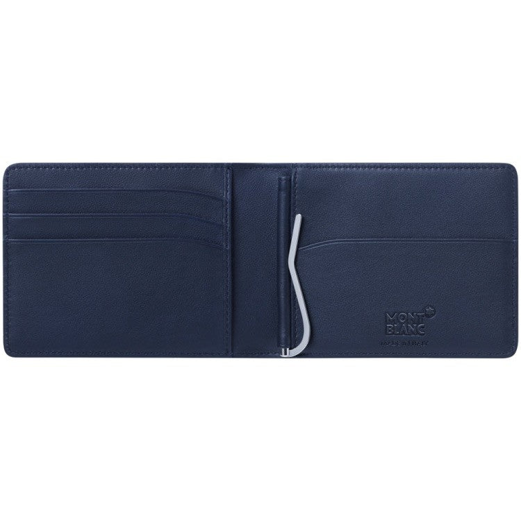 Portafogli Montblanc Meisterstuck Sfumato Portafoglio 4 Scomparti Clip Fermasoldi Pelle Blu Navy Scura