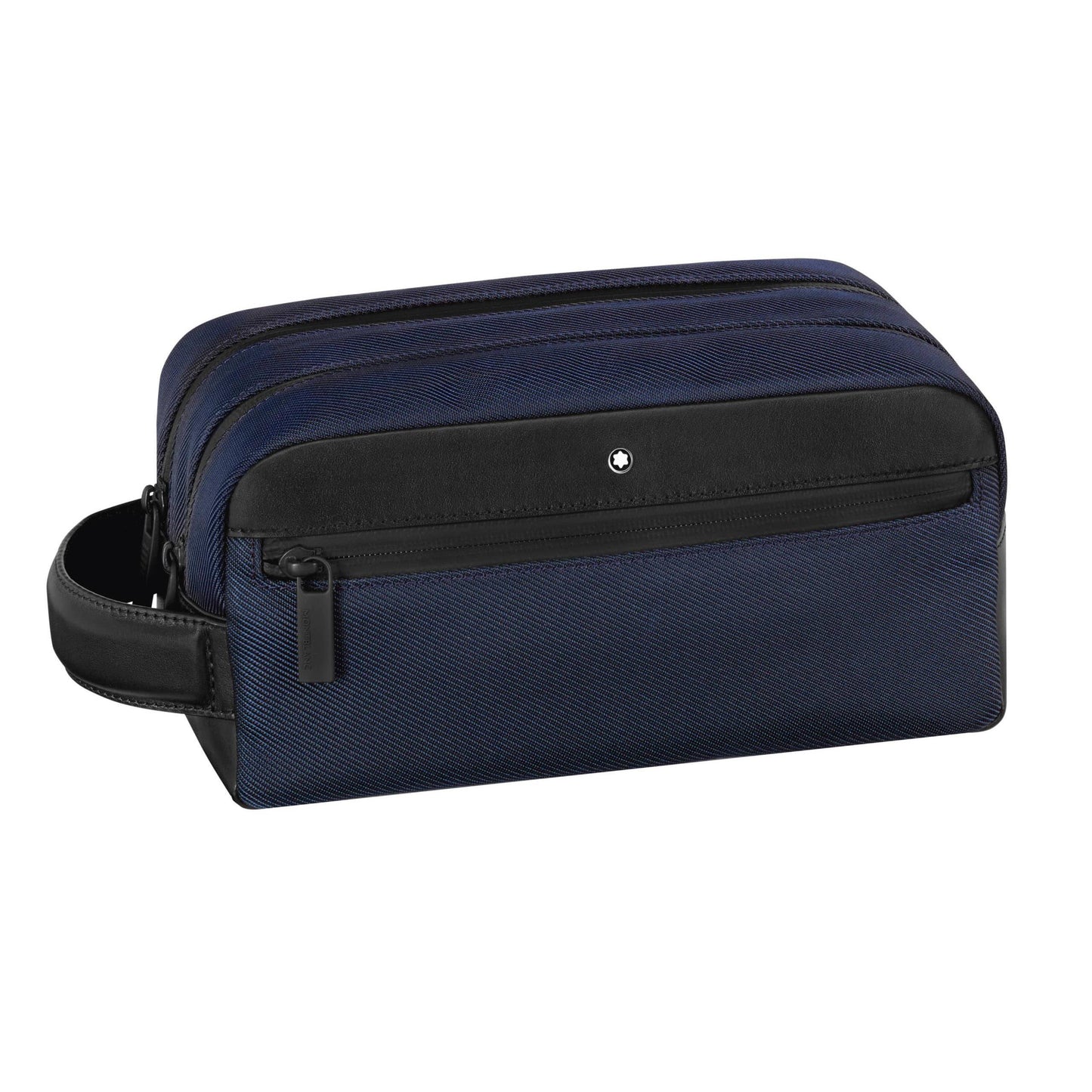 Beauty Montblanc My Nightflight Trousse Da Toilette Tessuto Blu Inserti Pelle Nera