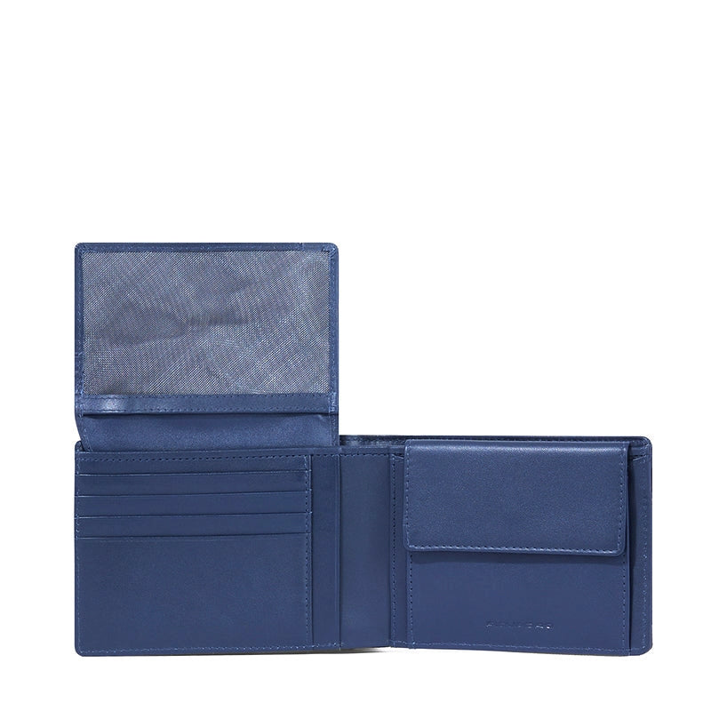 Portafogli Piquadro Portafoglio Uomo Portamonete Portadocumenti In Tessuto Inserti Pelle Blu