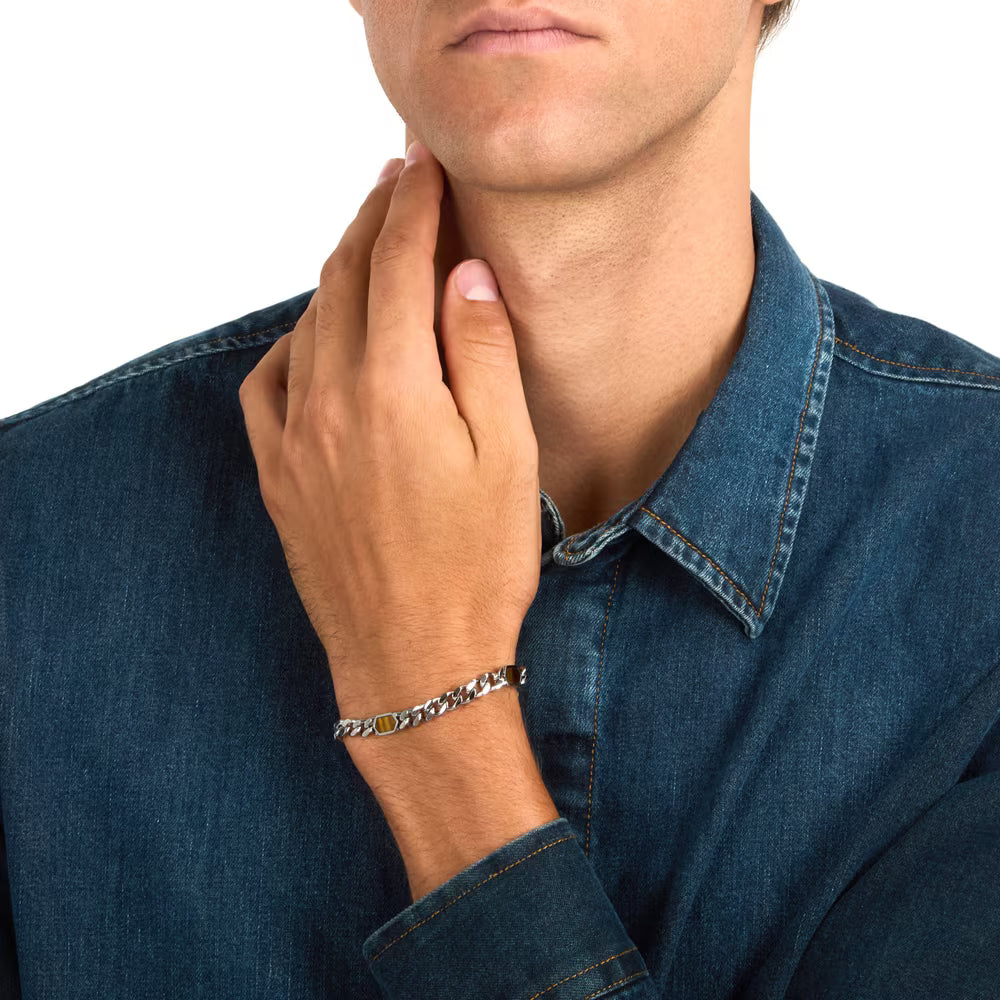 Bracciale Uomo Morellato Terra Acciaio Maglia Grumetta 3 Elementi Esagonali