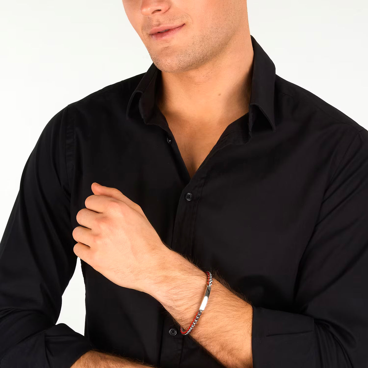 Bracciale Uomo Sector Bandy Acciaio Cordino Nylon Rosso