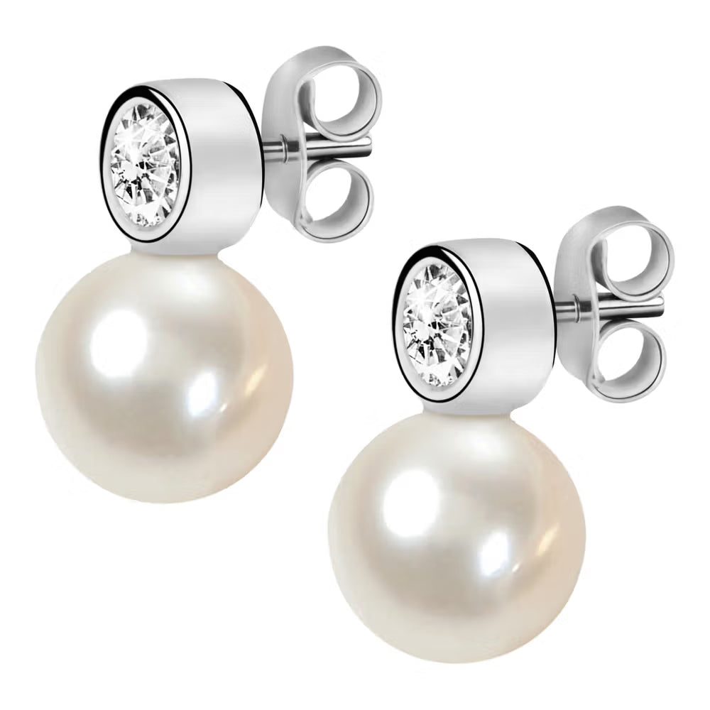 Orecchini Lobo Morellato Perla Argento Con Cristallo