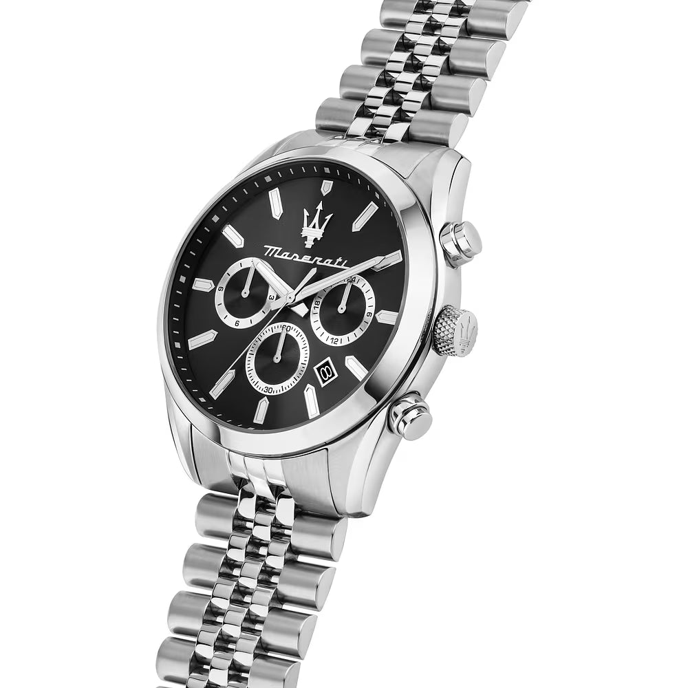 Orologio Maserati Time Attrazione Multifunzione 43 mm Acciaio Braccialato Nero