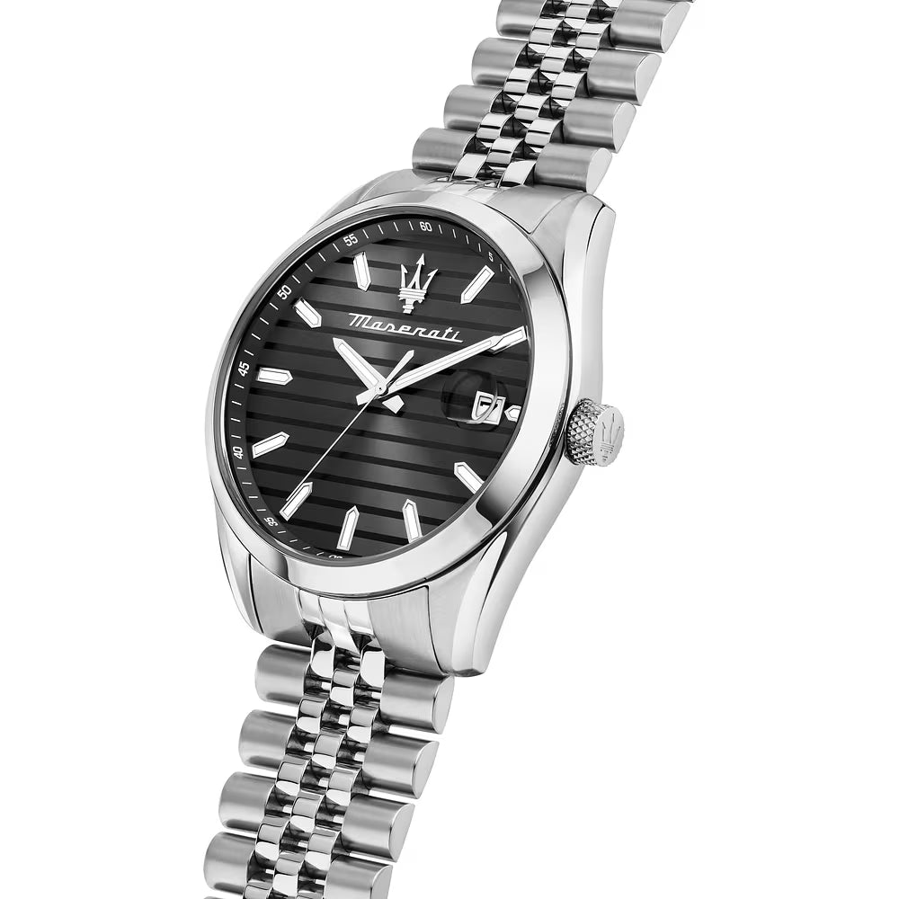 Orologio Maserati Attrazione 43 Mm Acciaio Braccialato Nero/Grigio A Righe