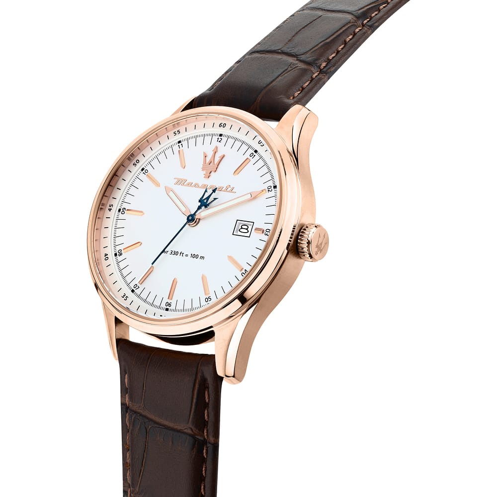 Orologio Maserati Time Sorpasso 42 mm Pvd Oro Rosa Pelle Marrone