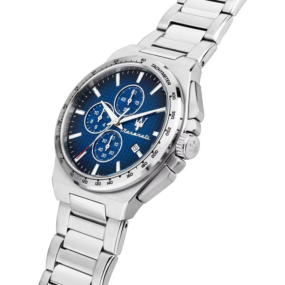 Orologio Maserati Time Velocità Slim Chrono 41 mm Acciaio Braccialato Sfumato Blu/Nero