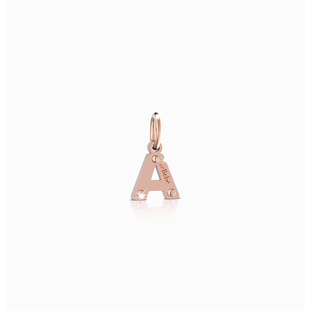 Ciondolo Lebebé Lockyourlove Lettera A Oro Rosa 9 Kt e Argento Con Cordino Bianco