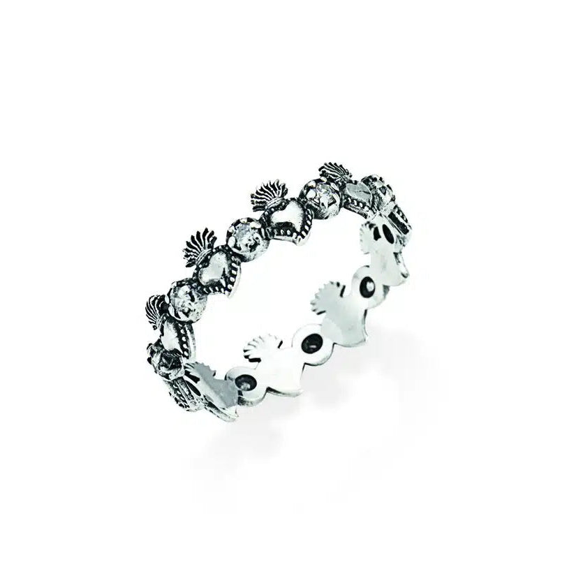 Anello Amen Argento Sacro Cuore e Zirconi - Misura 14