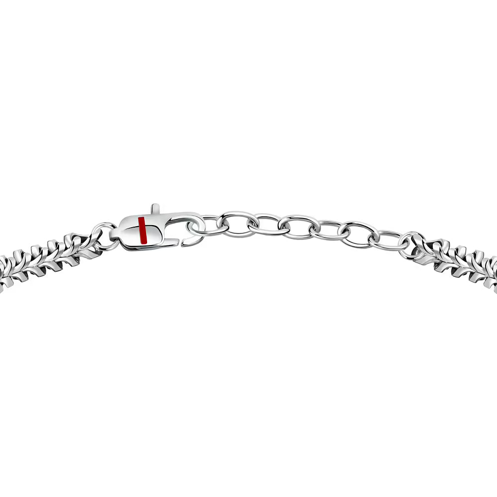 Bracciale Uomo Sector Basic Acciaio Catena Spiga Quadrata Con Piastrina Centrale
