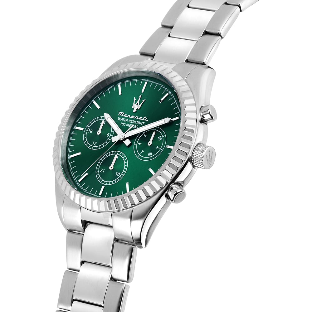 Orologio Maserati Time Competizione Multifunzione 43 mm Acciaio Braccialato Verde