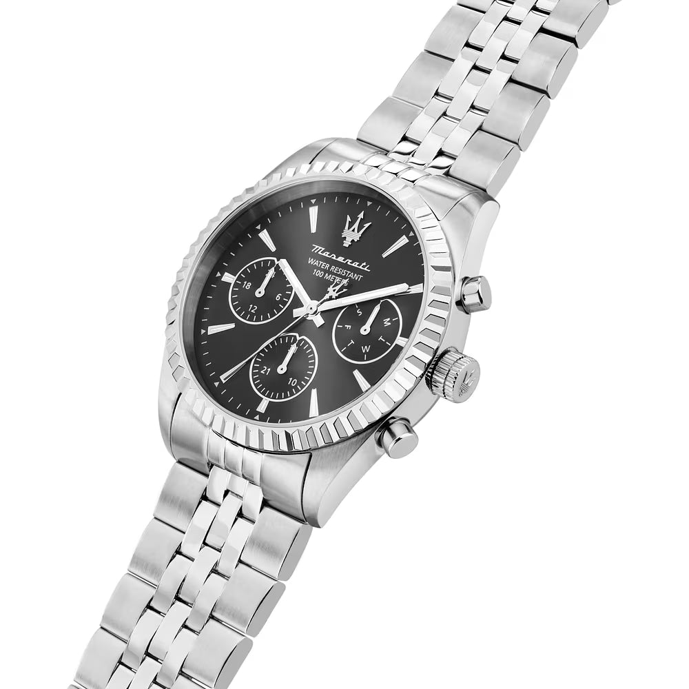 Orologio Maserati Competizione Multifunzione 41 Mm Acciaio Braccialato Nero