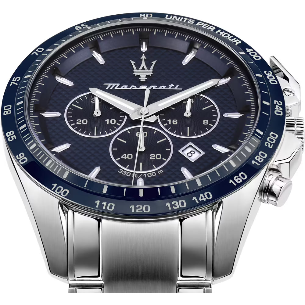 Orologio Maserati Traguardo Chrono 45 Mm Acciaio Braccialato Quadrante Blu