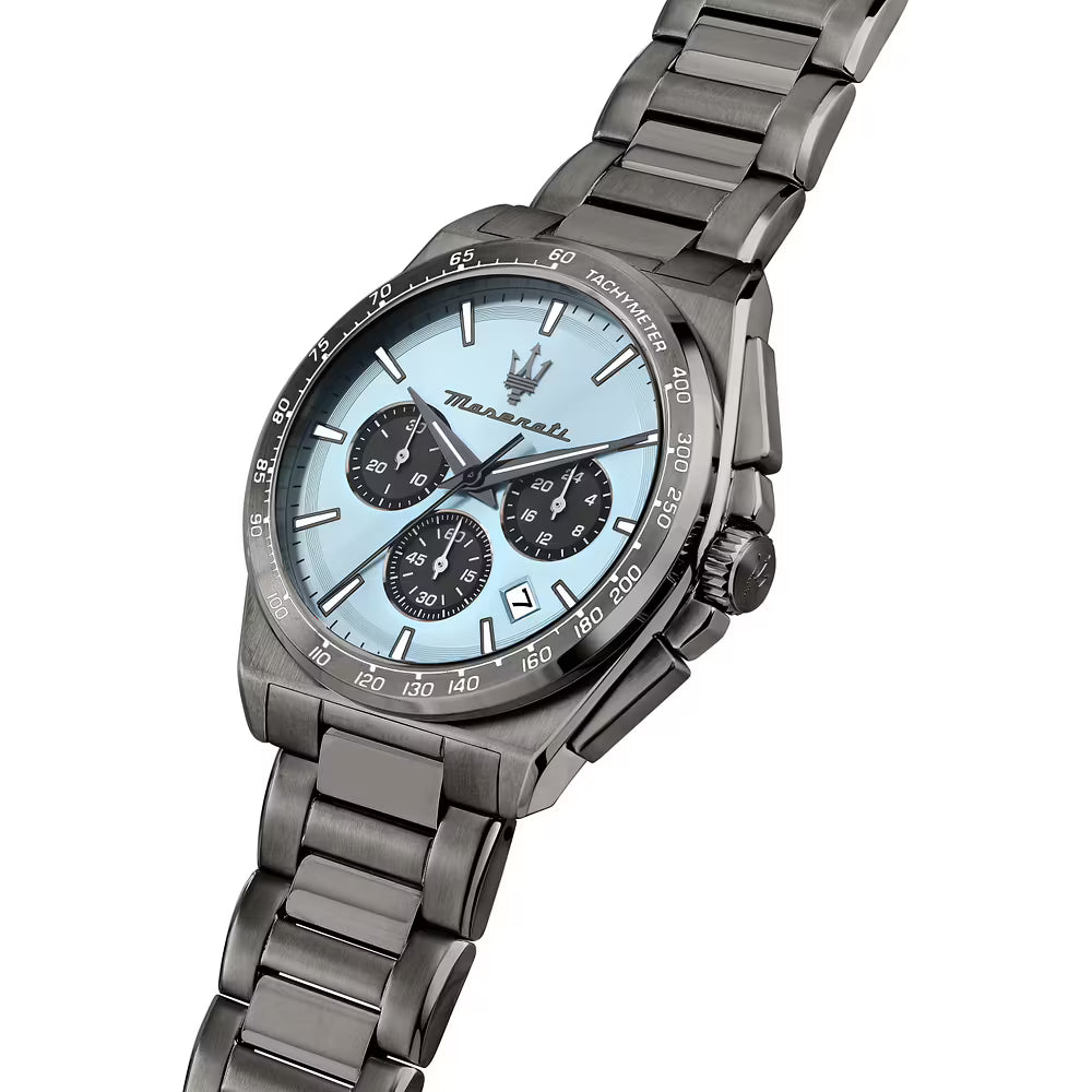 Orologio Maserati Velocità 43 mm Chrono Acciaio Pvd Dark Gun Braccialato Quadrante Blu