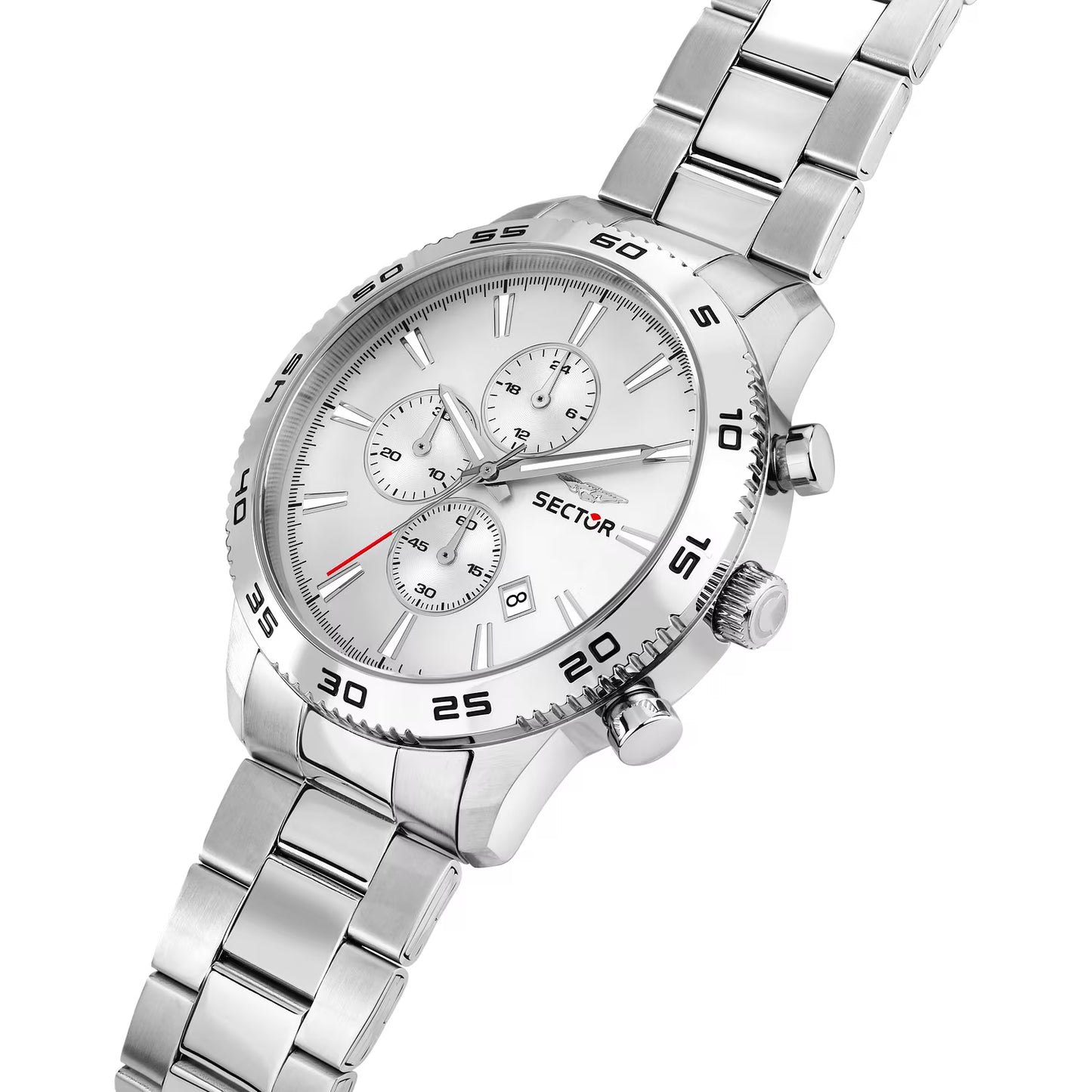 Orologio Sector 270 45 Mm Chrono Acciaio Braccialato Quadrante Bianco/Silver