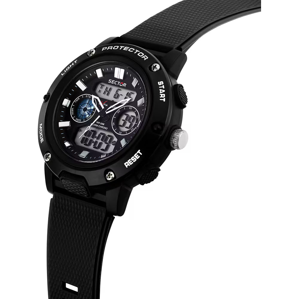 Orologio Sector Ex-44 Analogico Digitale 47 mm Policarbonato Nero