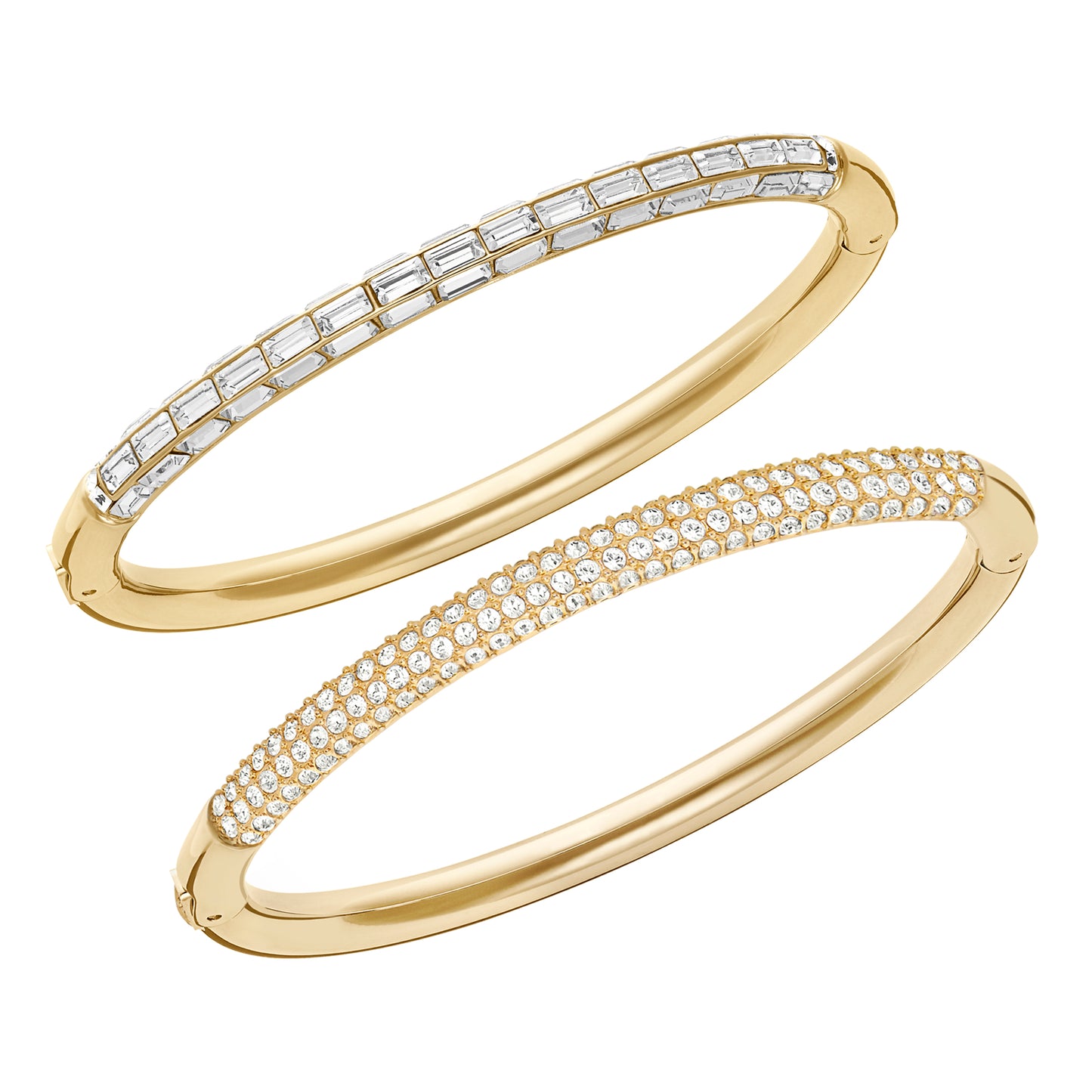 Bracciale Rigido Swarovski Set 2 Bracciali Dalliance Taglio misto, Bianco, Placcato Color Oro