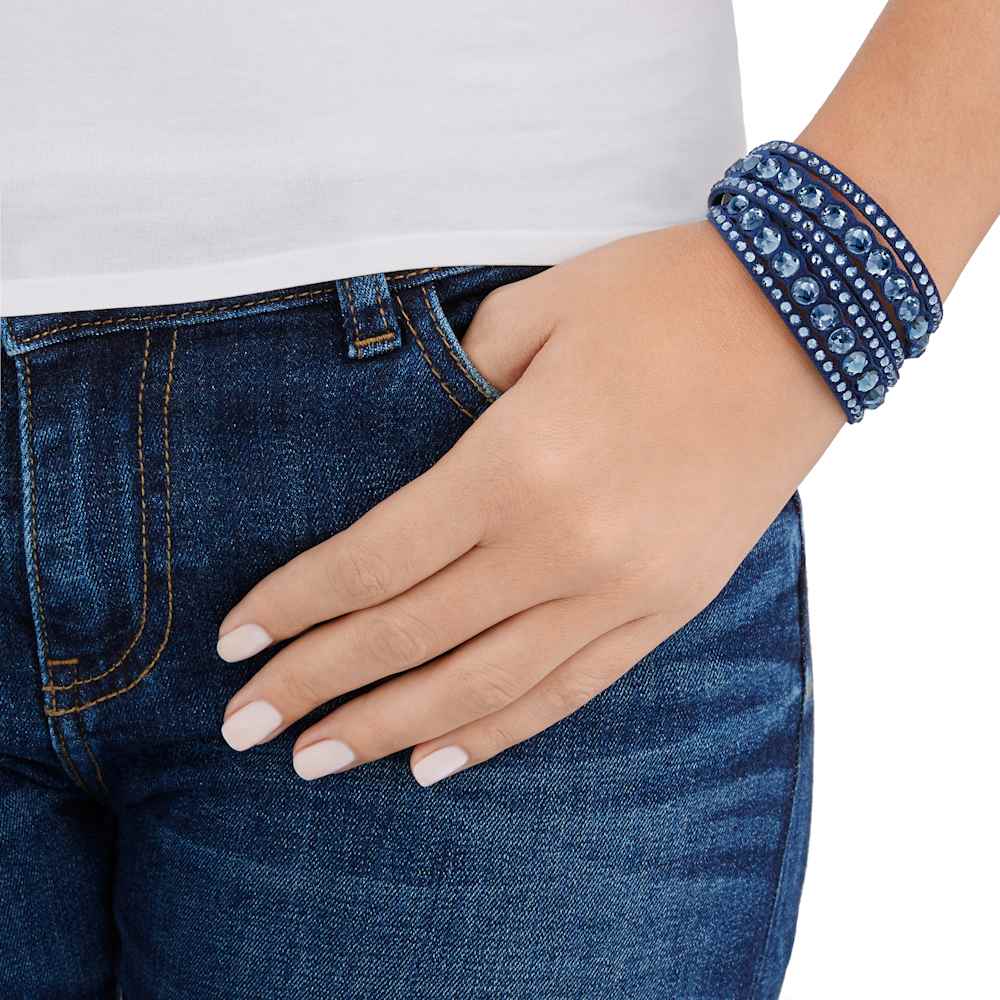 Bracciale a Doppio Giro Swarovski Slake Tessuto Alcantara Blu M