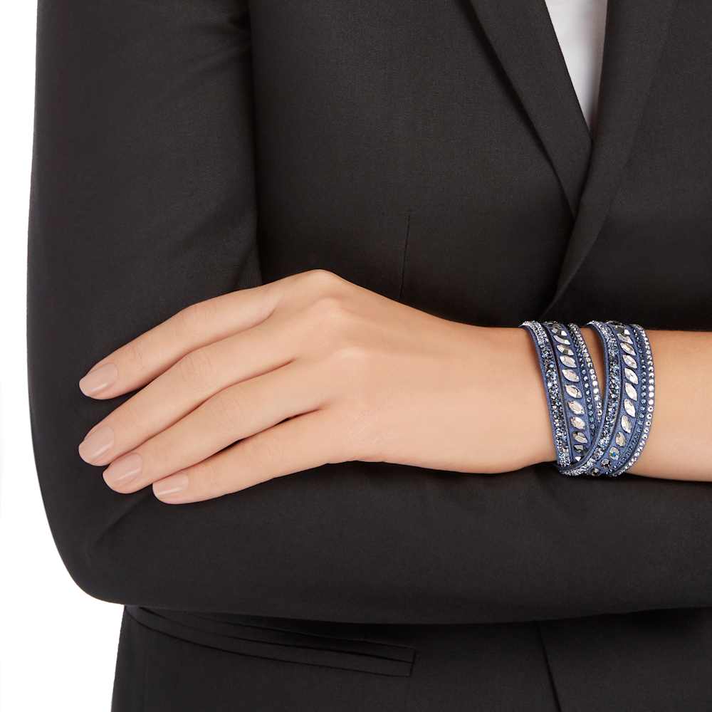 Bracciale a Doppio Giro Swarovski Slake Pulse Rock Tessuto Alcantara Blu M