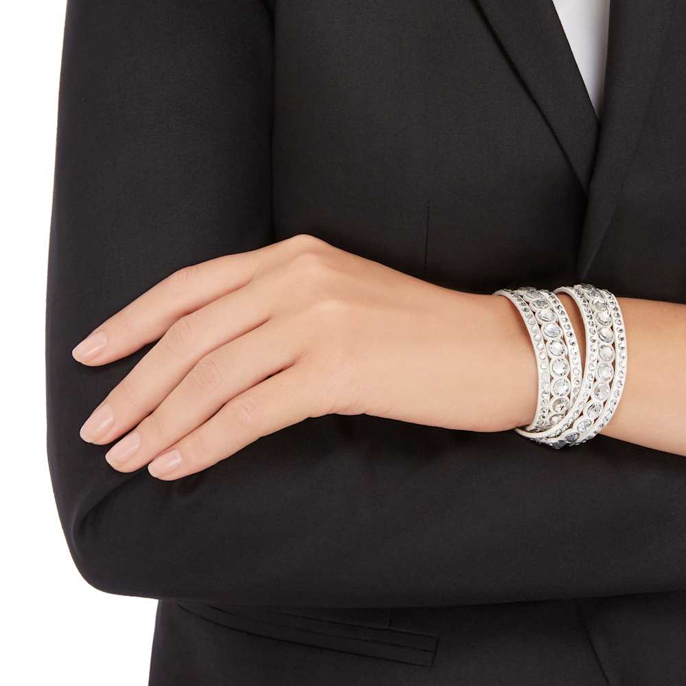 Bracciale a Doppio Giro Swarovski Slake Tessuto Alcantara Bianco M