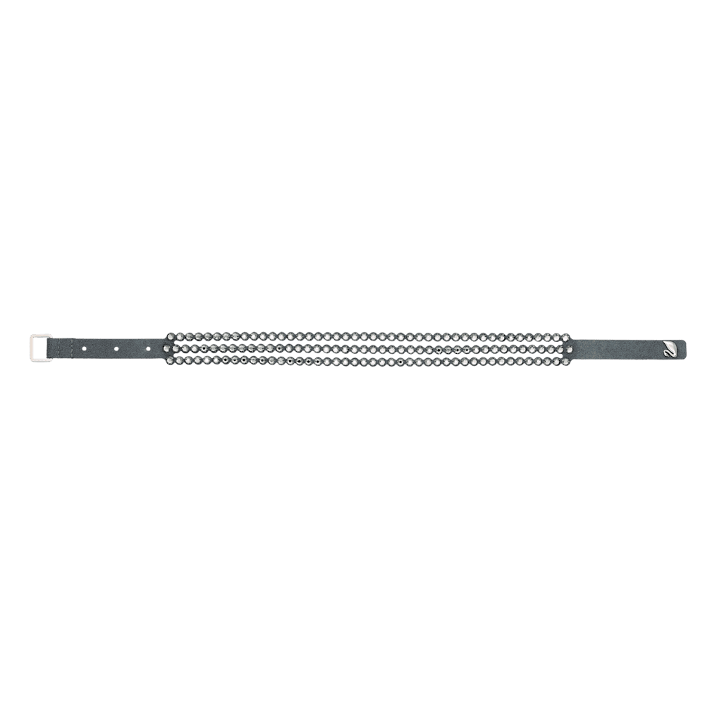 Bracciale a Doppio Giro Swarovski Power Collection Tessuto Alcantara Slake M Grigio