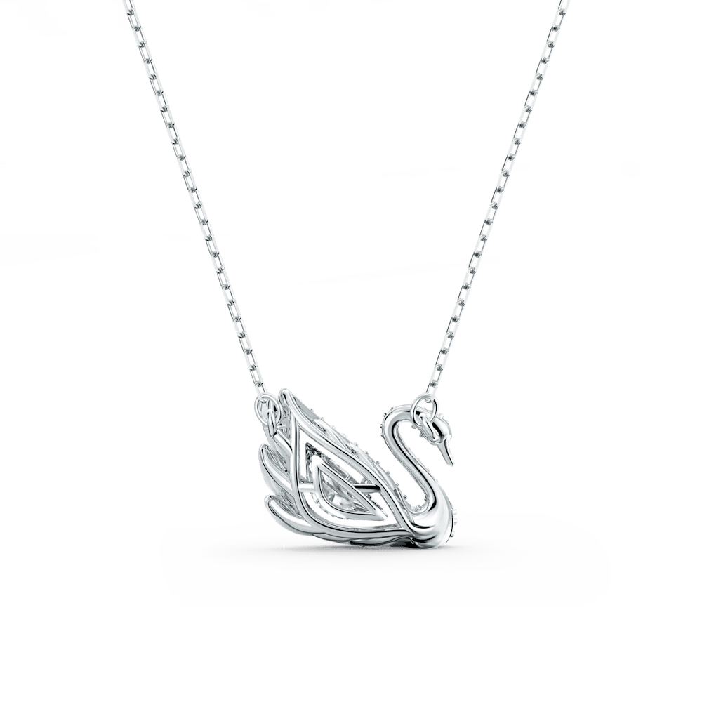Collana Swarovski Swan, Cigno danzante, Bianca, Placcato rodio