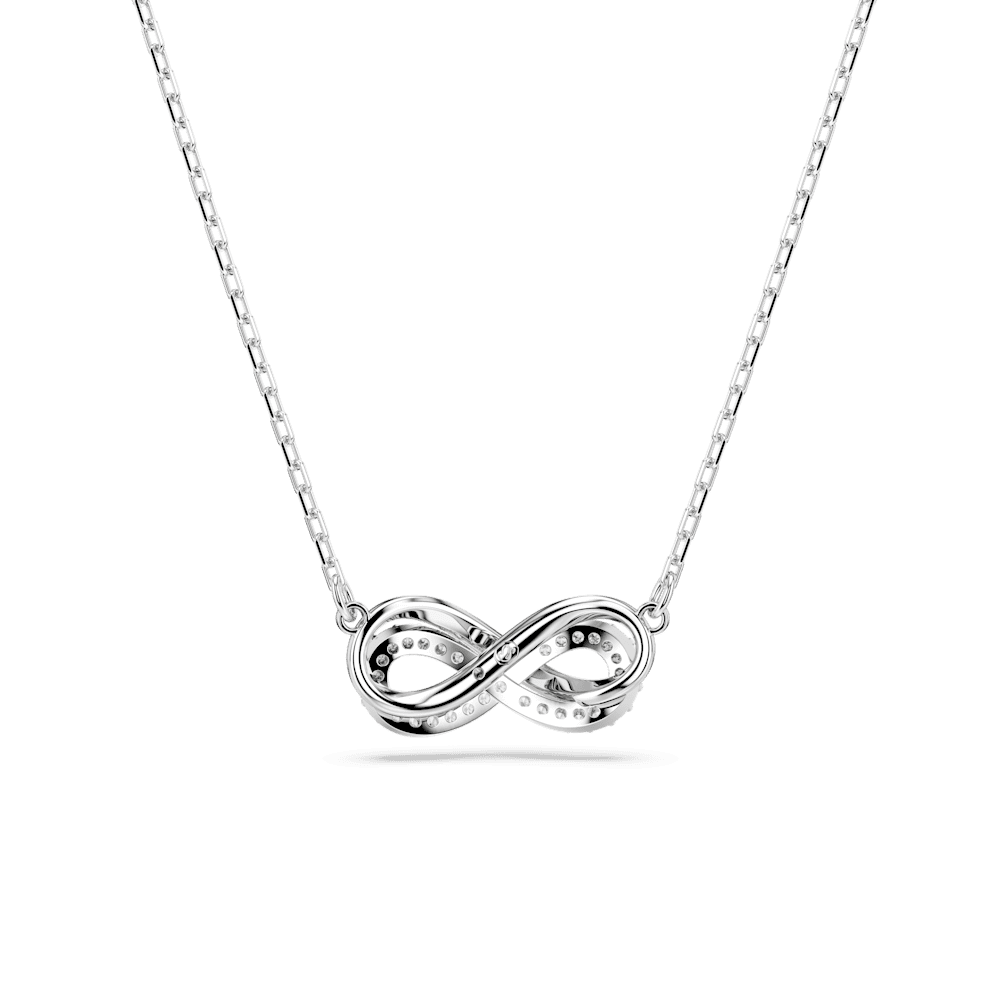 Pendente Swarovski Hyperbola, Pavé, Infinito, Bianco, Placcato rodio