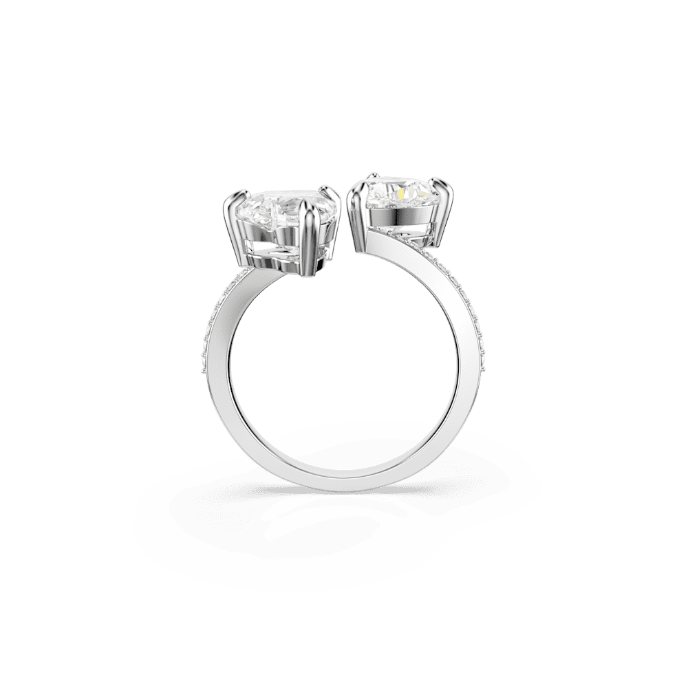 Anello aperto Swarovski Mesmera, Taglio Heart, Pavé, Bianco, Placcato rodio - Misura 50