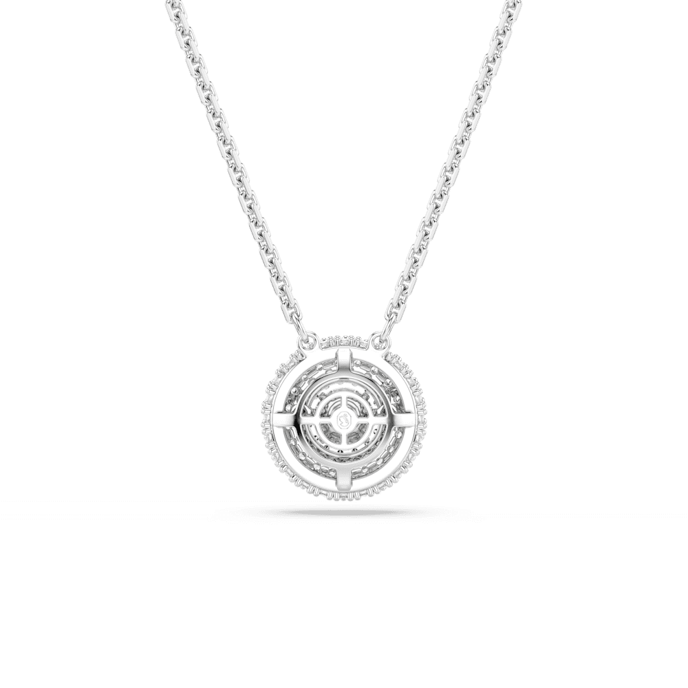 Collana con Pendente Swarovski Sublima Taglio Round Bianco Placcato Rodio