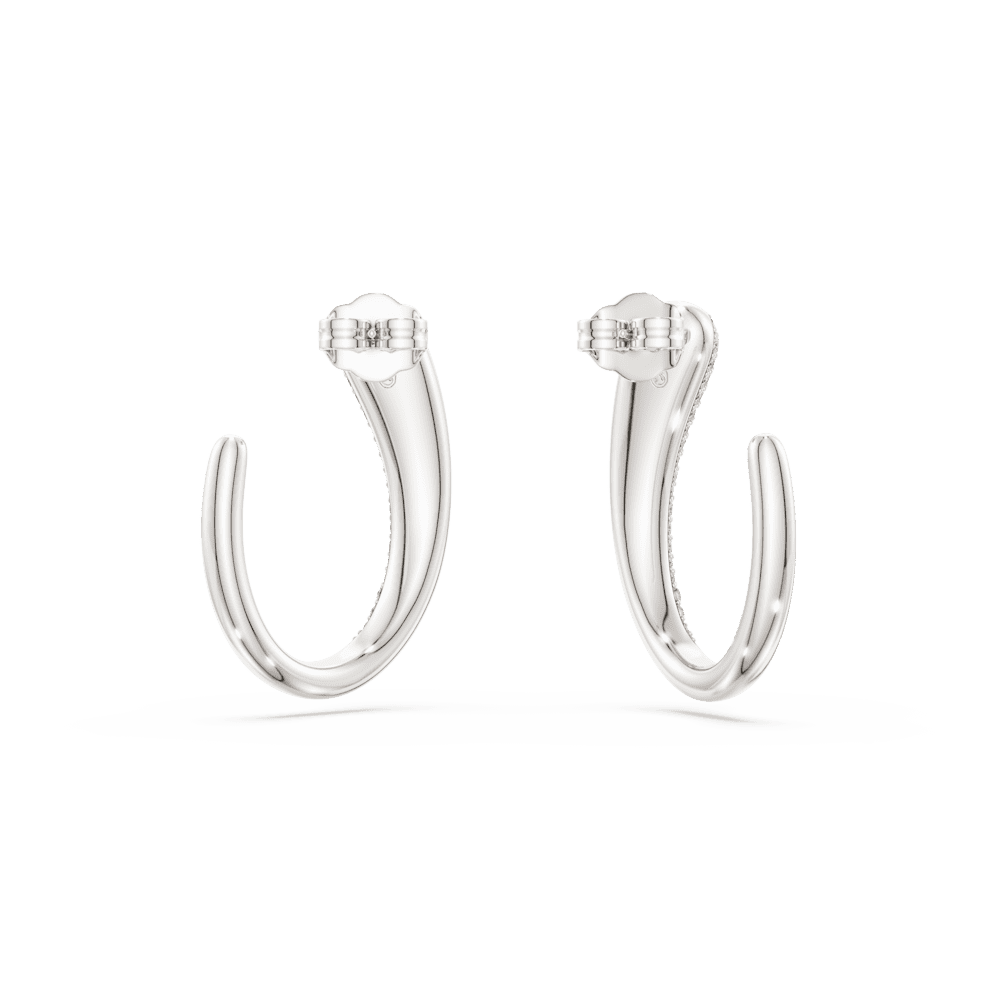 Orecchini a cerchio Swarovski Classica, Taglio Round, Bianchi, Argento Sterling