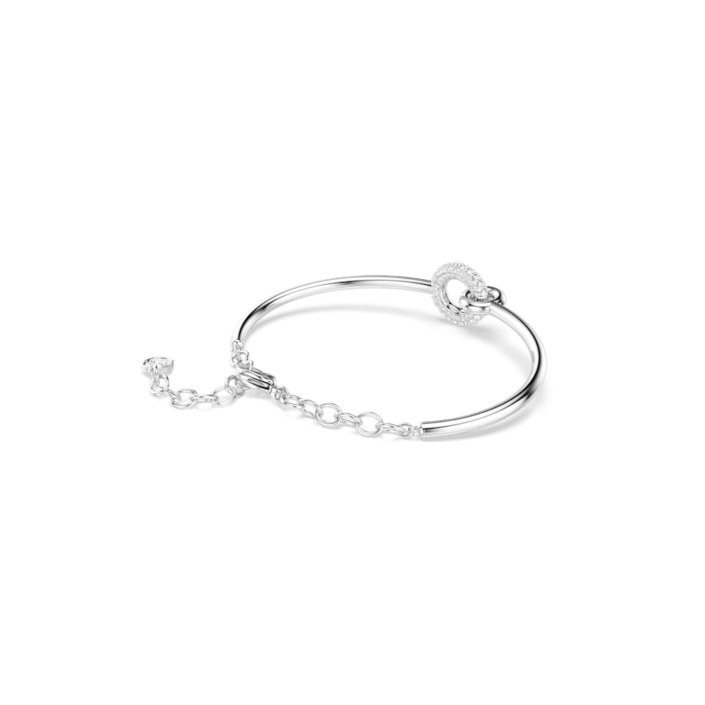 Bracciale rigido Swarovski Dextera, Taglio Round, Bianco, Placcato rodio