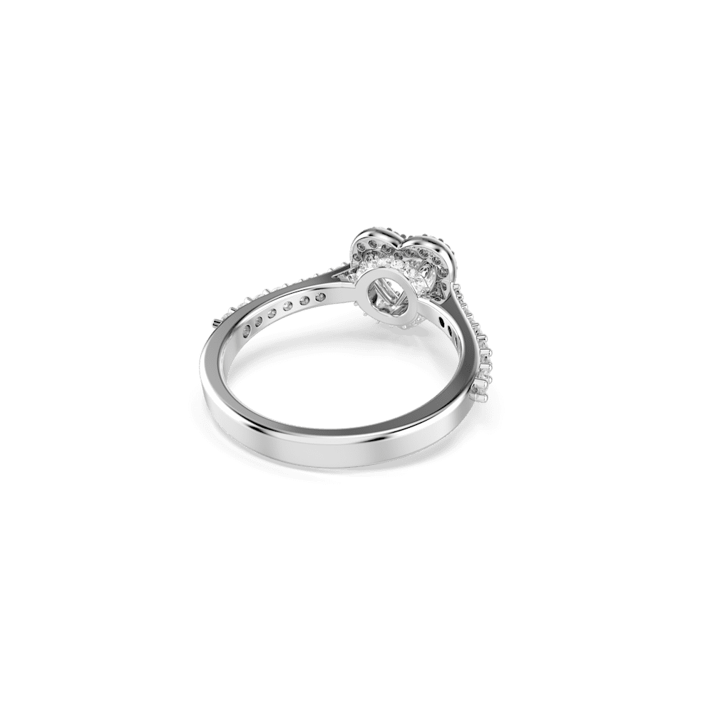 Anello Swarovski con motivo Una Angelic, Taglio misto, Cuore, Bianco, Placcato rodio - Misura 52