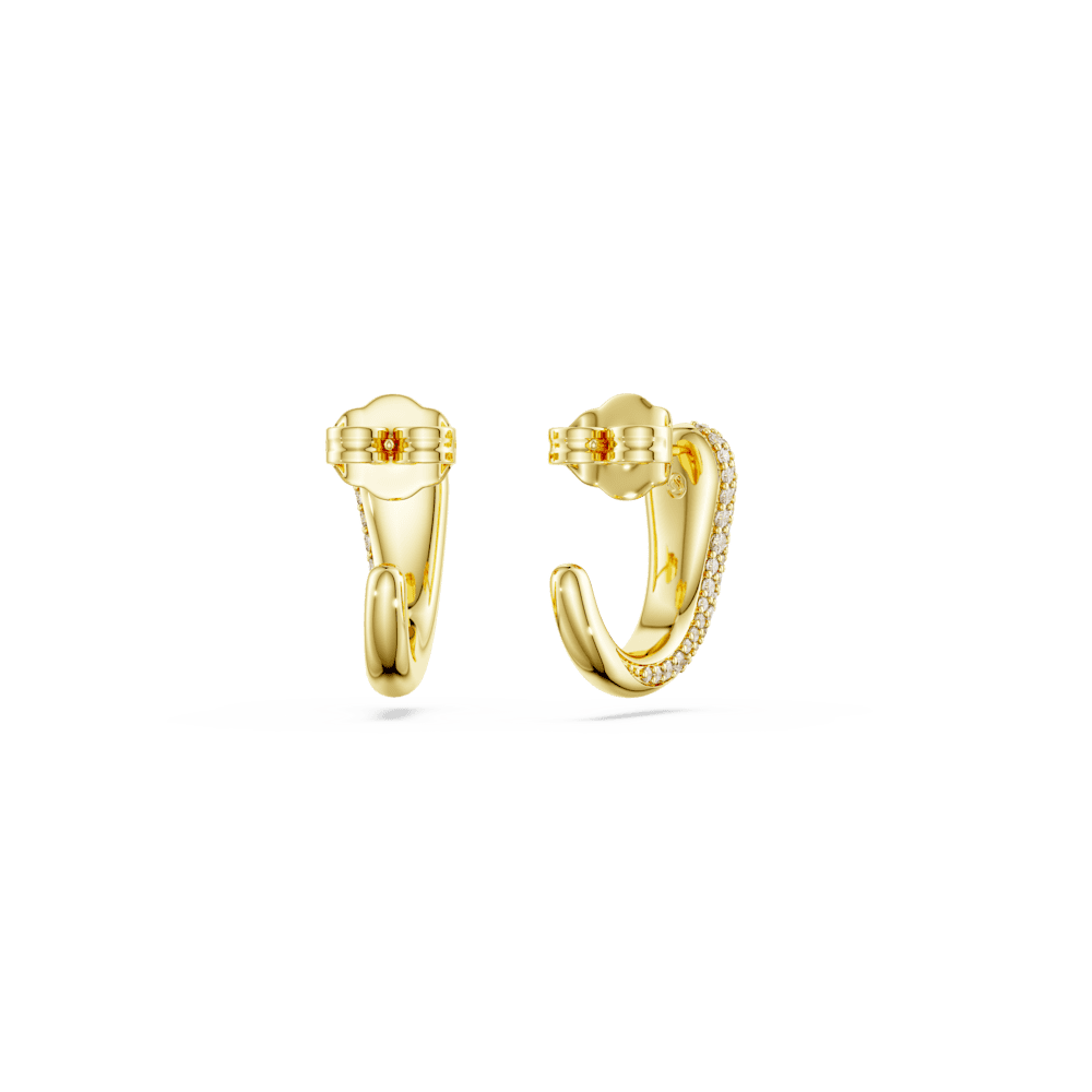 Orecchini a cerchio Swarovski Classica, Taglio Round, Bianchi, Argento Sterling, Finitura oro 18K