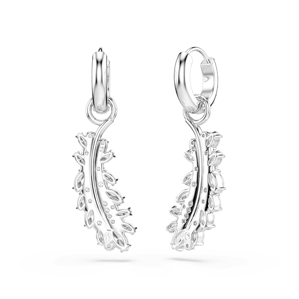 Orecchini Swarovski Vienna Taglio misto Piuma Bianchi Placcato Rodio