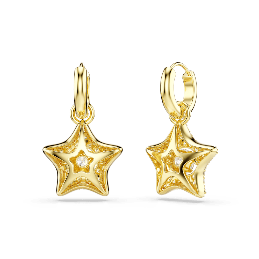 Orecchini Pendenti Swarovski Sublima, Taglio Round, Stella, Bianchi, Finitura oro 18K
