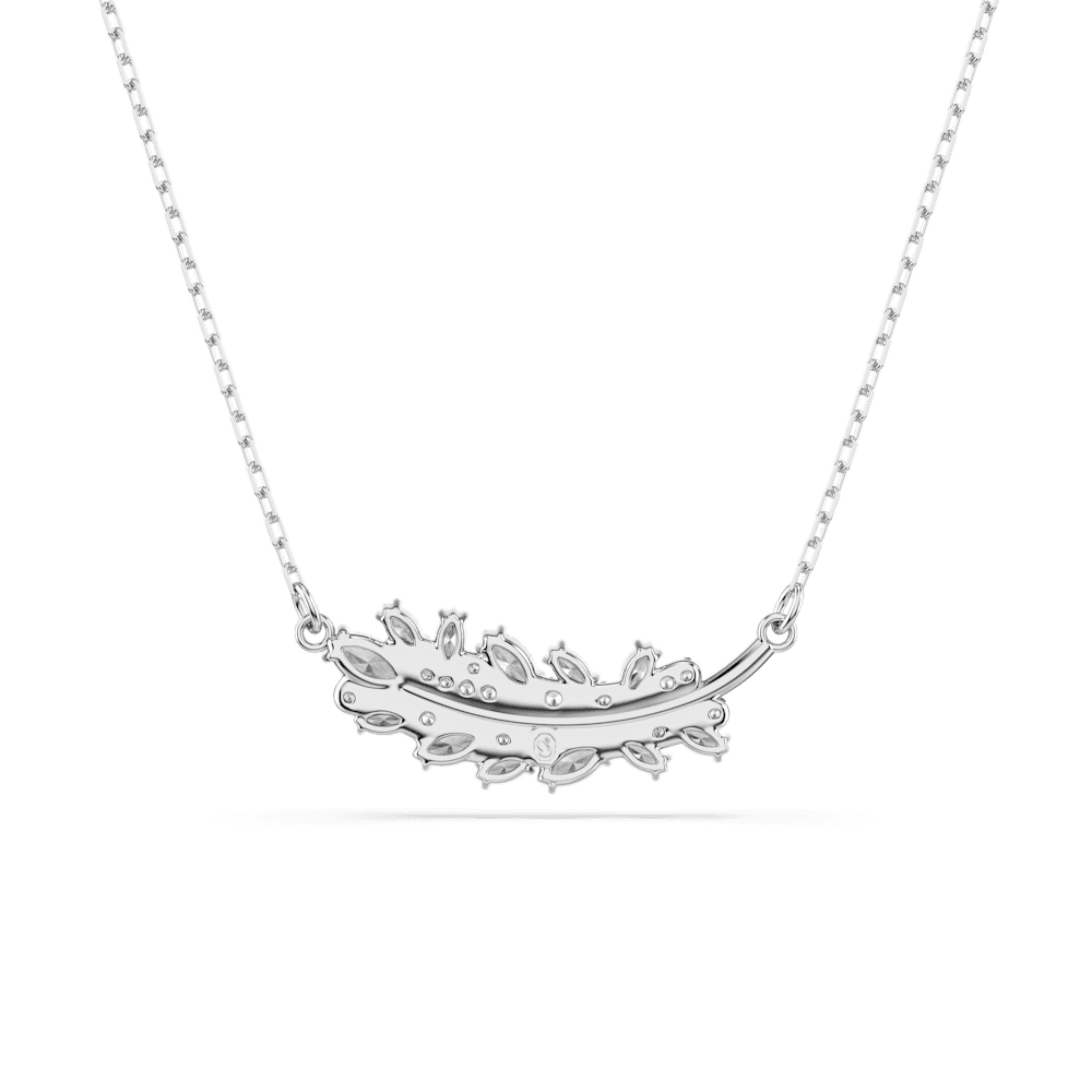 Collana con Pendente Swarovski Vienna Taglio misto Piuma Bianco Placcato Rodio